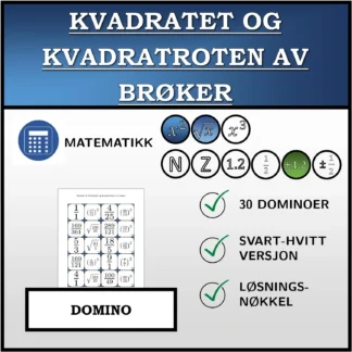 Domino: Kvadratet og kvadratroten av brøker