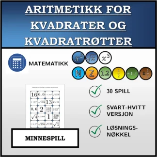 Memoryspill: Aritmetikk for kvadrater og kvadratrøtter