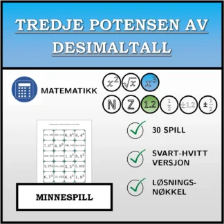Memoryspill: Tredje potensen av desimaltall