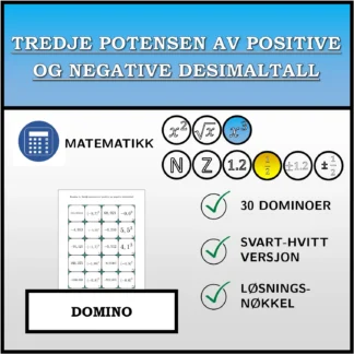 Domino: Tredje potensen av positive og negative desimaltall