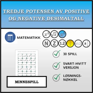 Memoryspill: Tredje potensen av positive og negative desimaltall