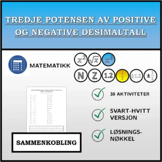 Sammenkoblingsoppgave: Tredje potensen av positive og negative desimaltall