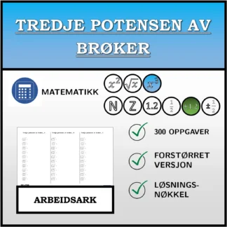 Arbeidsark: Tredje potensen av brøker