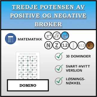 Domino: Tredje potensen av positive og negative brøker
