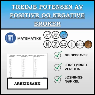 Arbeidsark: Tredje potensen av positive og negative brøker