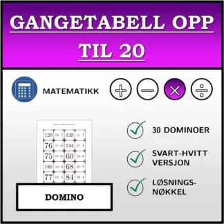 Domino: Gangetabell opp til 20