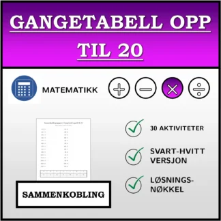 Sammenkoblingsoppgave: Gangetabell opp til 20