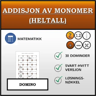 Domino: Addisjon av monomer (heltall)