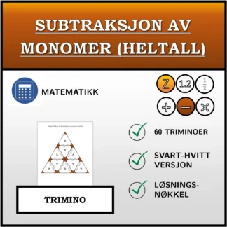 Trimino: Subtraksjon av monomer (heltall)