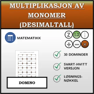 Domino: Multiplikasjon av monomer (desimaltall)