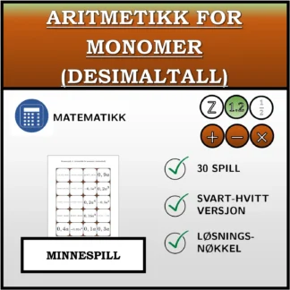 Memoryspill: Aritmetikk for monomer (desimaltall)