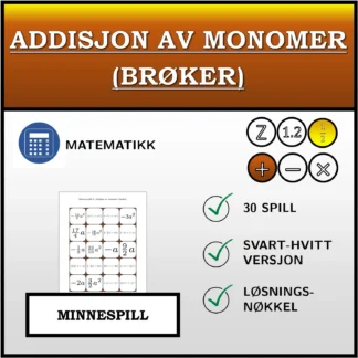 Memoryspill: Addisjon av monomer (brøker)
