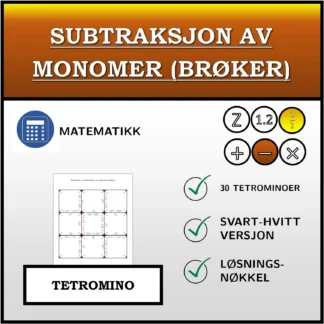 Tetromino: Subtraksjon av monomer (brøker)