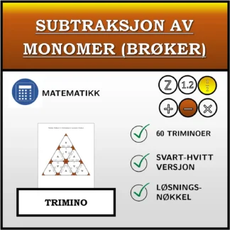 Trimino: Subtraksjon av monomer (brøker)