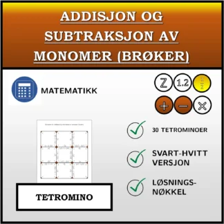Tetromino: Addisjon og subtraksjon av monomer (brøker)