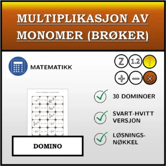 Domino: Multiplikasjon av monomer (brøker)
