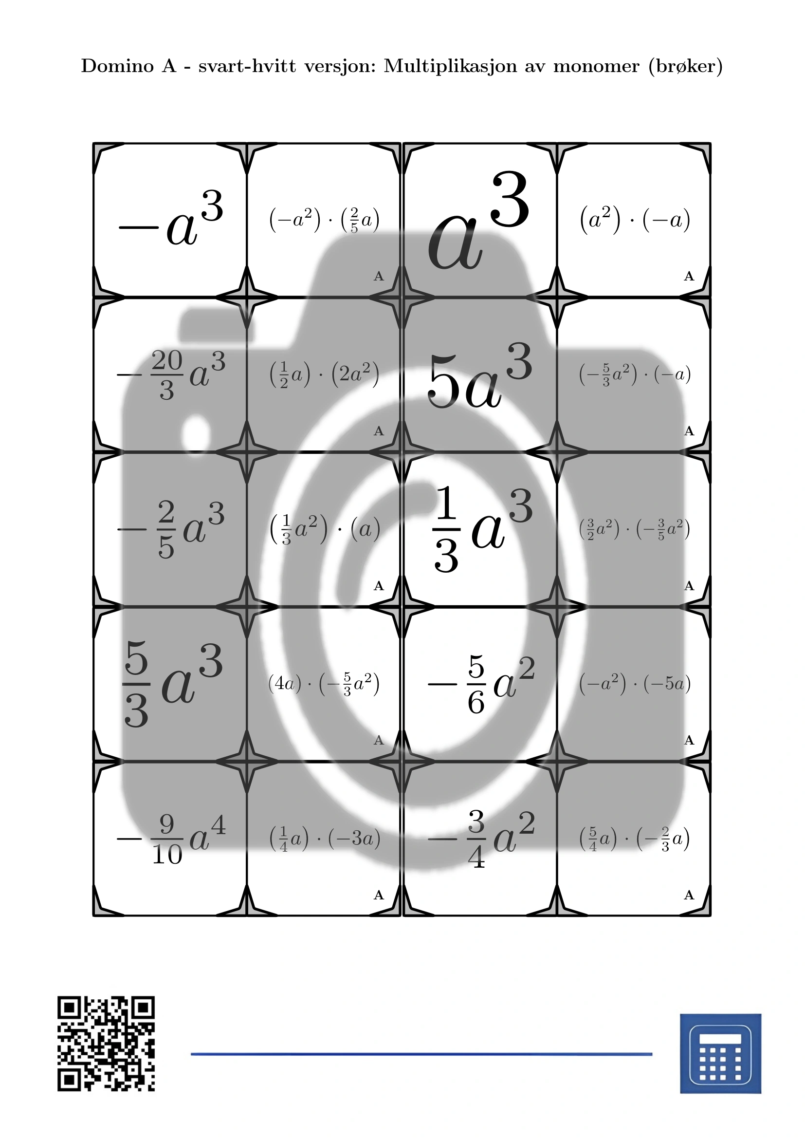 Domino: Multiplikasjon av monomer (brøker) - Bilde 3