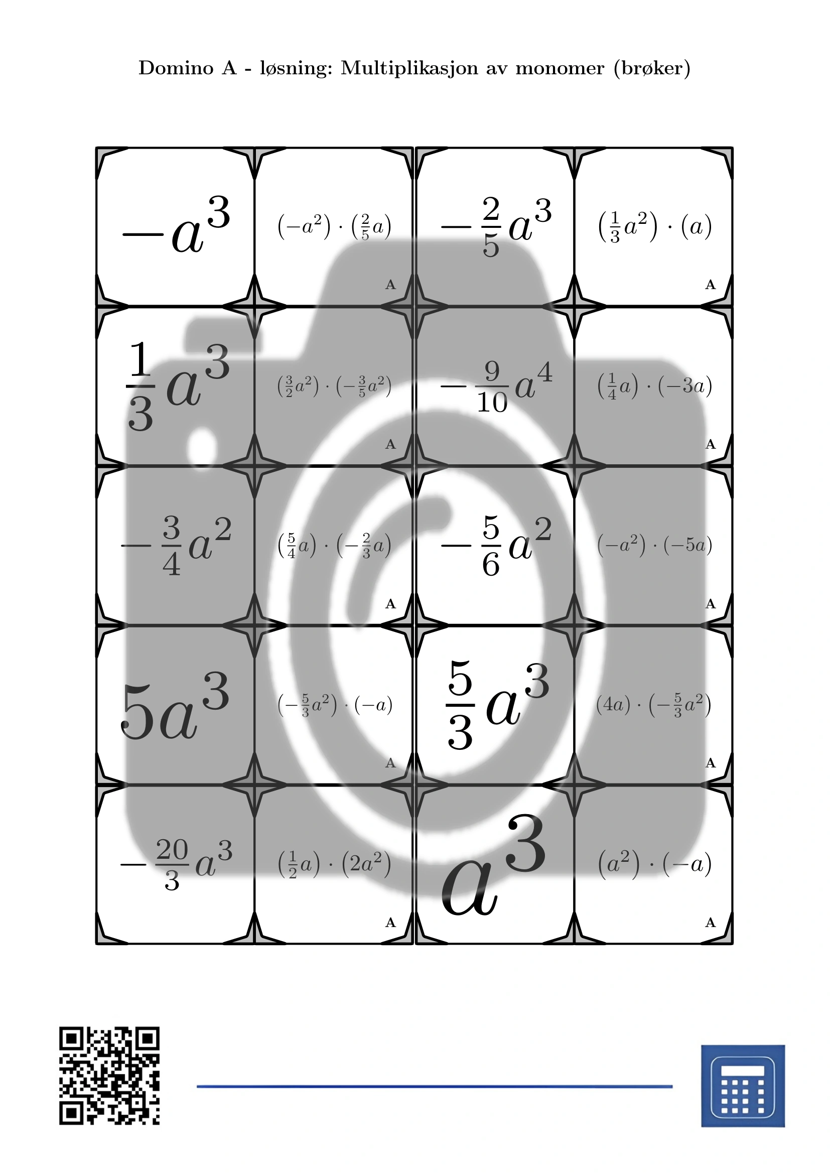 Domino: Multiplikasjon av monomer (brøker) - Bilde 4