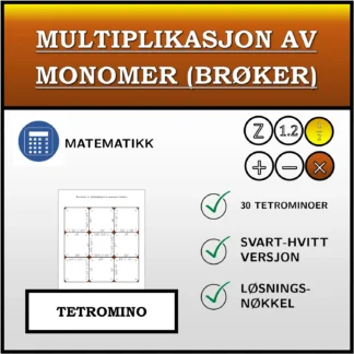 Tetromino: Multiplikasjon av monomer (brøker)