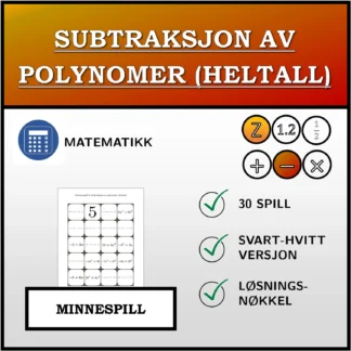 Memoryspill: Subtraksjon av polynomer (heltall)
