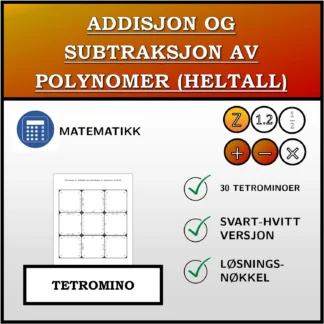 Tetromino: Addisjon og subtraksjon av polynomer (heltall)