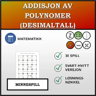Memoryspill: Addisjon av polynomer (desimaltall)
