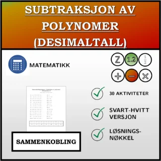 Sammenkoblingsoppgave: Subtraksjon av polynomer (desimaltall)