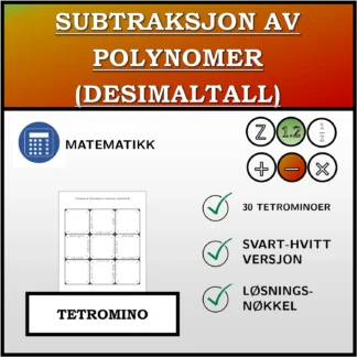 Tetromino: Subtraksjon av polynomer (desimaltall)