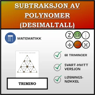 Trimino: Subtraksjon av polynomer (desimaltall)