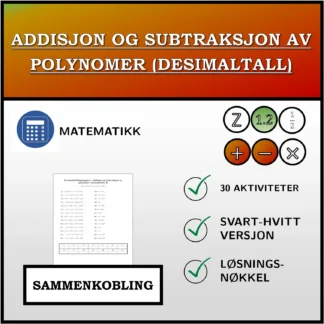 Sammenkoblingsoppgave: Addisjon og subtraksjon av polynomer (desimaltall)