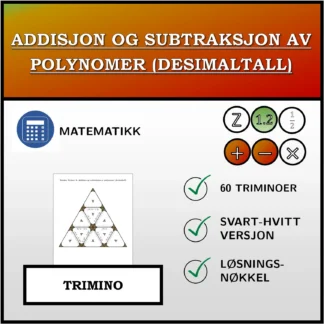 Trimino: Addisjon og subtraksjon av polynomer (desimaltall)