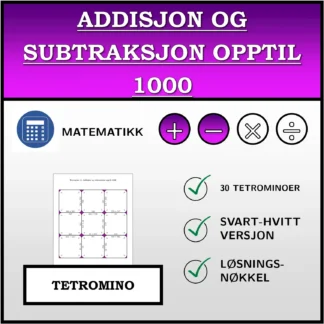 Tetromino: Addisjon og subtraksjon opptil 1000