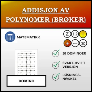 Domino: Addisjon av polynomer (brøker)