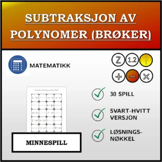 Memoryspill: Subtraksjon av polynomer (brøker)