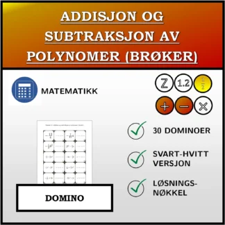 Domino: Addisjon og subtraksjon av polynomer (brøker)