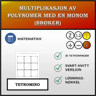 Tetromino: Multiplikasjon av polynomer med en monom (brøker)