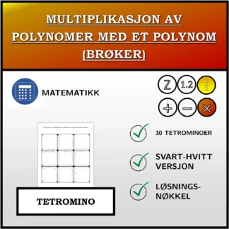 Tetromino: Multiplikasjon av polynomer med et polynom (brøker)