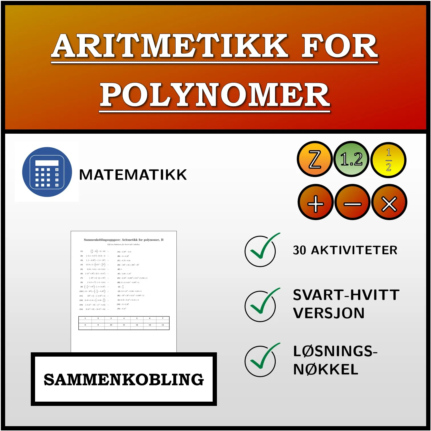 Sammenkoblingsoppgave: Aritmetikk for polynomer