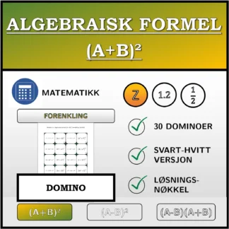 Domino: Algebraisk formel (A+B)², forenkling (heltall)