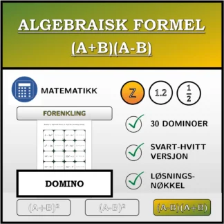 Domino: Algebraisk formel (A+B)(A-B), forenkling (heltall)