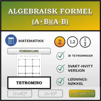 Tetromino: Algebraisk formel (A+B)(A-B), forenkling (heltall)