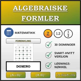 Domino: Algebraiske formler, forenkling (heltall)