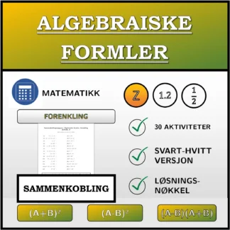 Sammenkoblingsoppgave: Algebraiske formler, forenkling (heltall)
