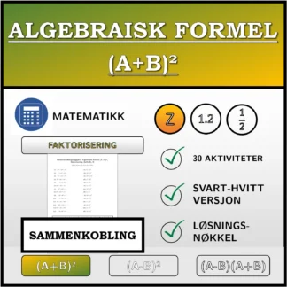 Sammenkoblingsoppgave: Algebraisk formel (A+B)², faktorisering (heltall)