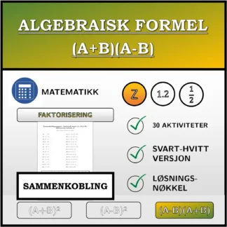Sammenkoblingsoppgave: Algebraisk formel (A+B)(A-B), faktorisering (heltall)