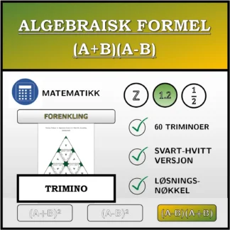 Trimino: Algebraisk formel (A+B)(A-B), forenkling (desimaltall)