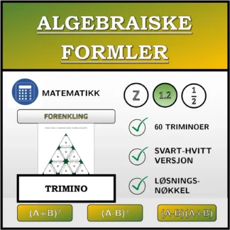 Trimino: Algebraiske formler, forenkling (desimaltall)
