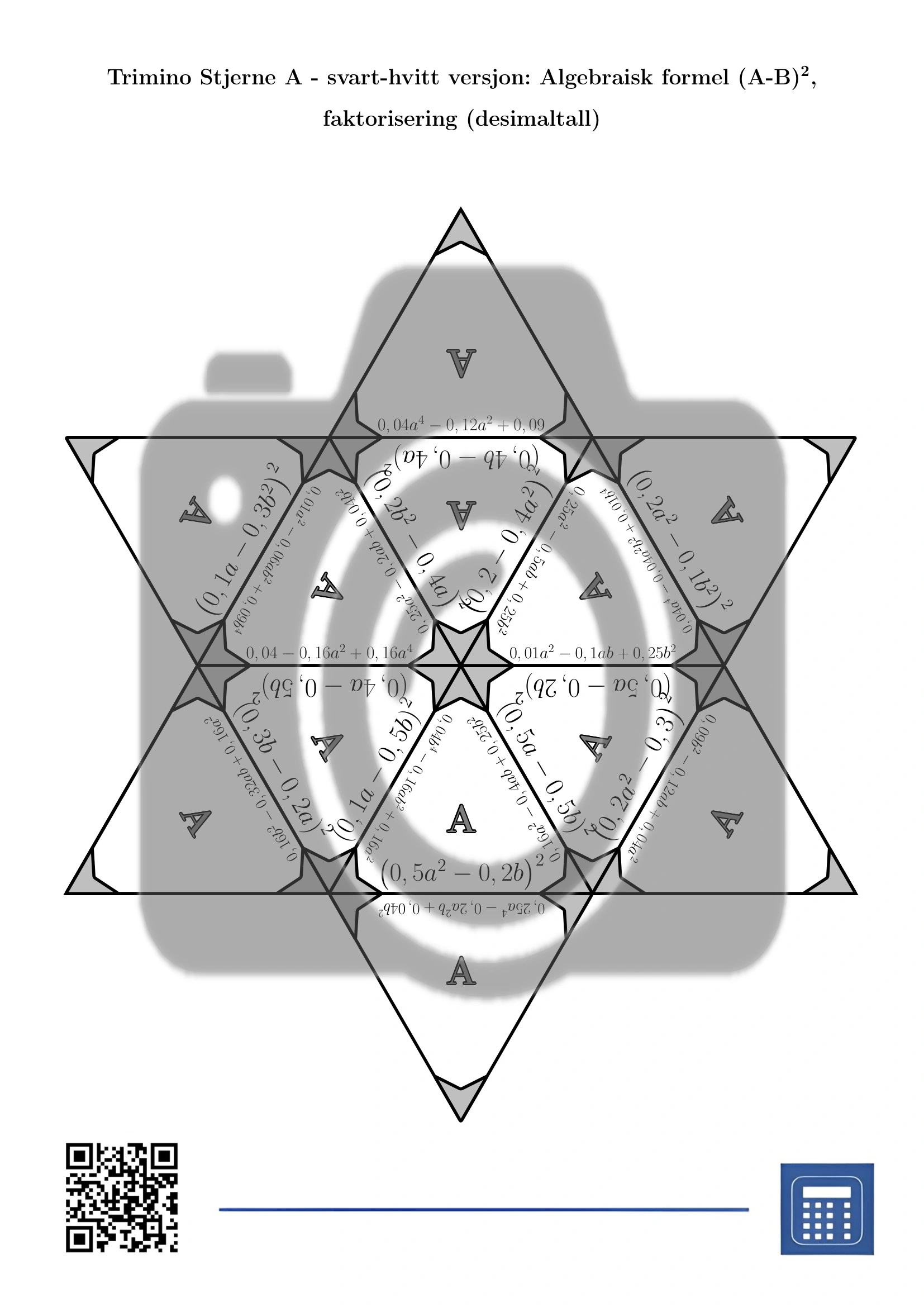 Trimino: Algebraisk formel (A-B)², faktorisering (desimaltall) - Bilde 5