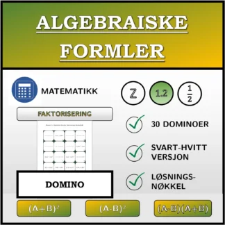 Domino: Algebraiske formler, faktorisering (desimaltall)
