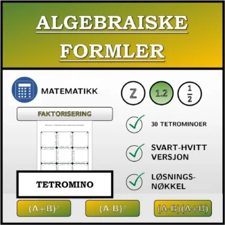 Tetromino: Algebraiske formler, faktorisering (desimaltall)